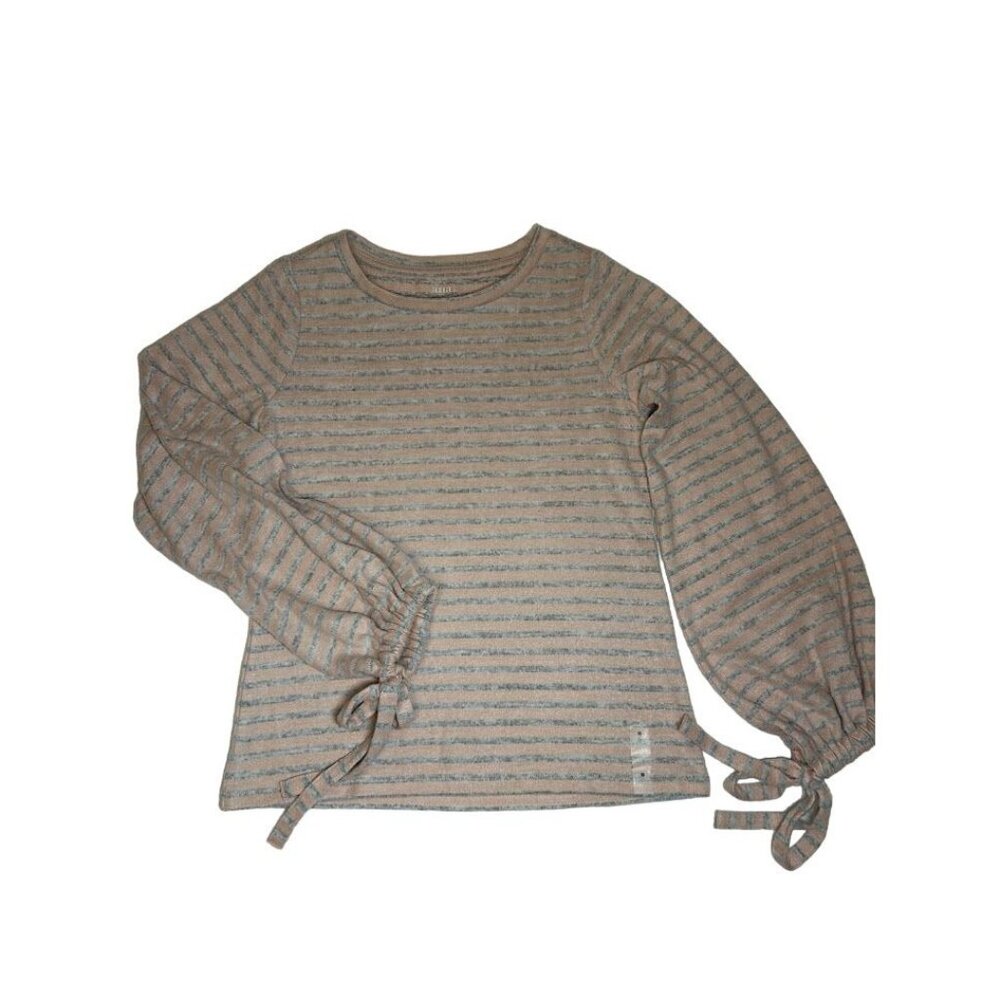 Ana XS Striped Long Sleeve‎ Top With Tie Cuffs Polyester & Spandex NEW